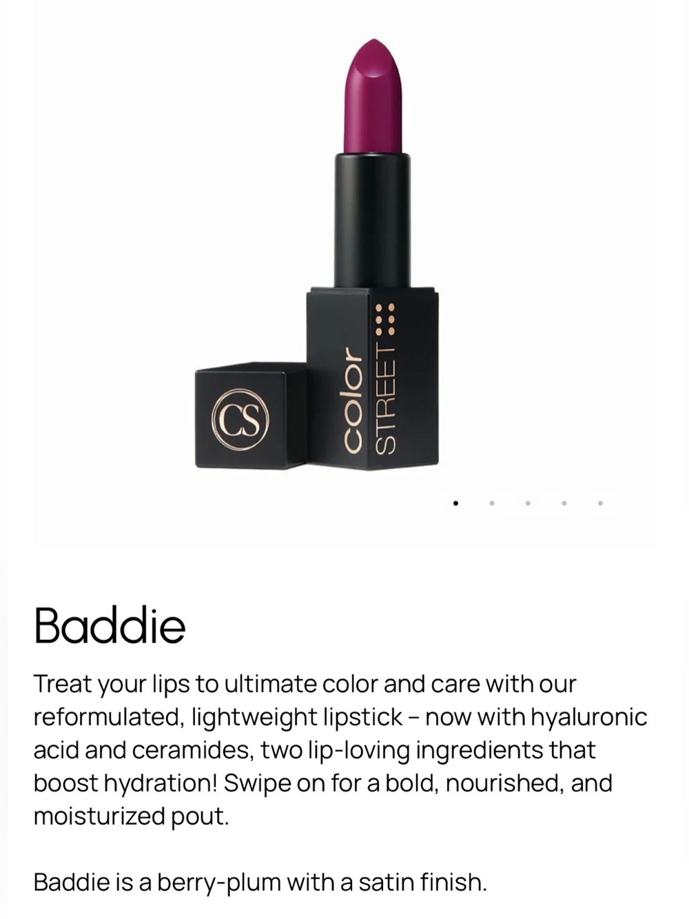 Color Street Baddie Satin Lipstick - Berry Plum Fuchsia